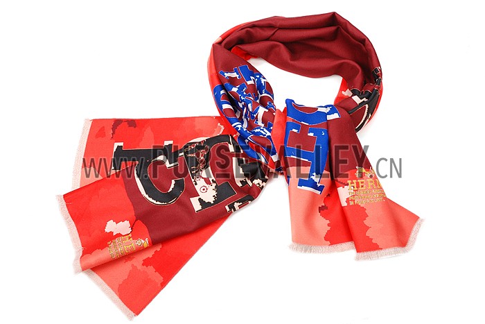 Hermes Fashion Signature Print Scarf Red 621792