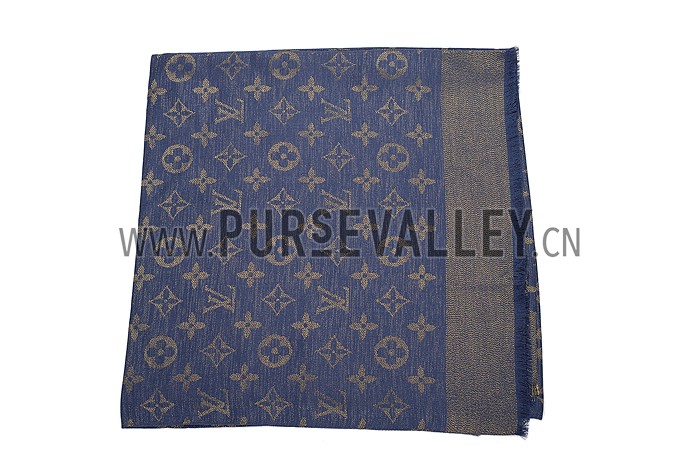 Louis Vuitton Dark Blue Gold Monogram Shawl 621732