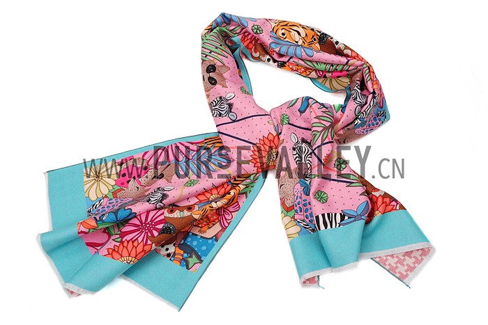 Hermes Animal Kingdom Scarf Pink 621800