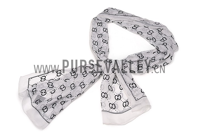 Gucci GG Logo Print Scarf White 621824