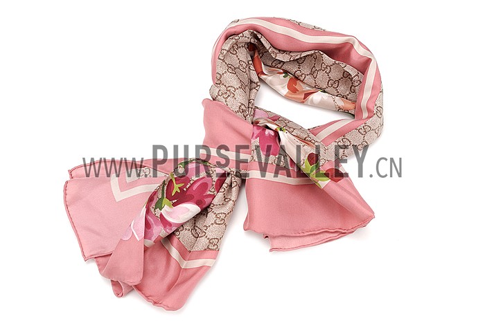 Gucci GG Blooms Print Scarf Pink 621820