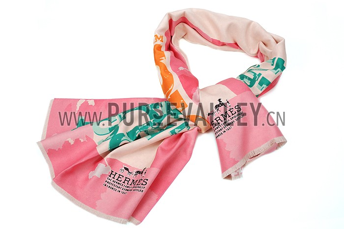 Hermes Fashion Signature Print Scarf Pink 621791