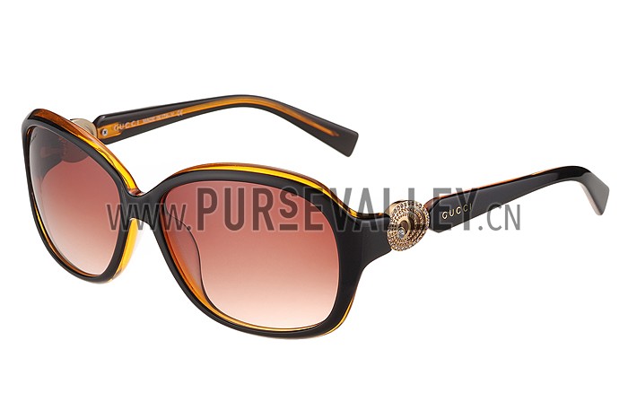 Gucci Elegant Oval Shaped Brown and Yellow Sunglasses 308032