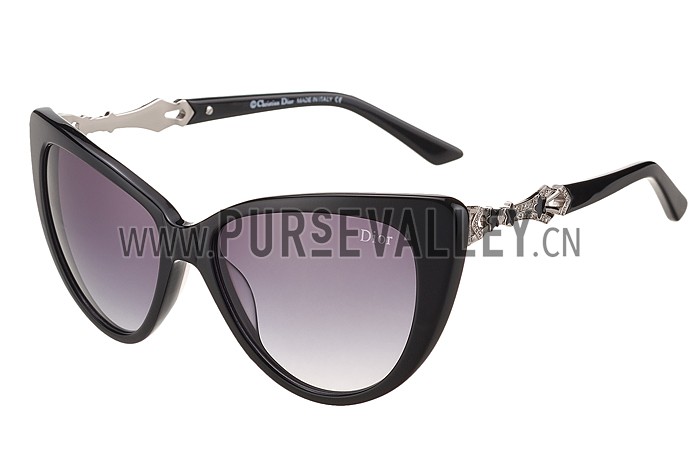 Christian Dior Cat Eye With 3 Stars Black Silver Sunglasses 308023
