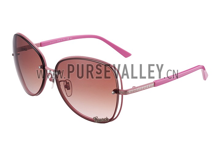 Gucci Aviator Gucci Logo On Lens Pink Frame Sunglasses 307889