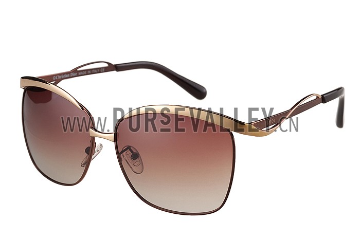 Christian Dior Demoiselle Gold Frame Brown Lenses Sunglasses 308118