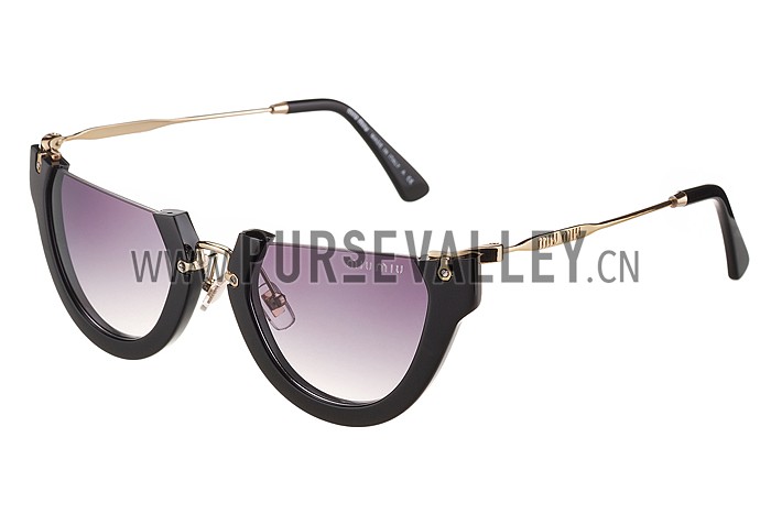 Miu Miu Rounded Cut Off Cat-Eye Black Sunglasses 308040