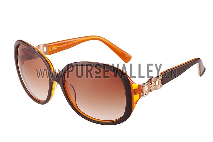 Hermes Oversized Round Frame Brown Sunglasses 308099