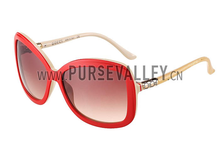 Gucci Guccissima Pattern Red Frame Sunglasses 308085