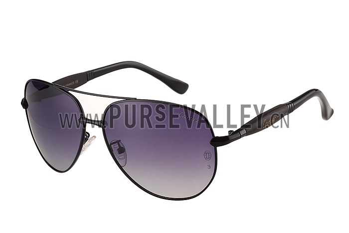 Cartier Aviator Black Frame Grey Lenses Sunglasses 308124