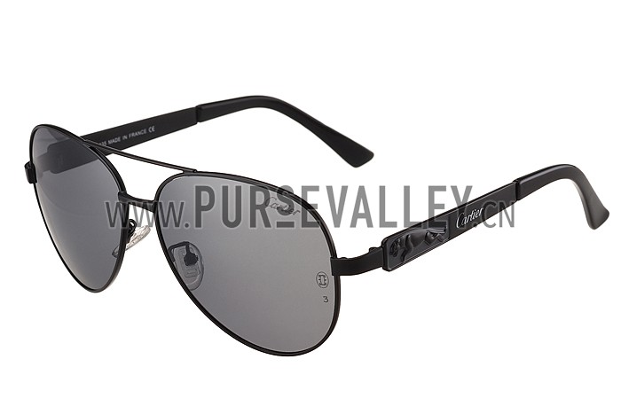 Cartier Panthere Aviator Black Frame Black Lenses Sunglasses 308126