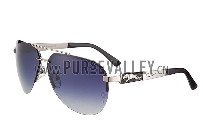 Cartier Wild Panthere Detail Silver Frame Silver Temples Sunglasses 308191