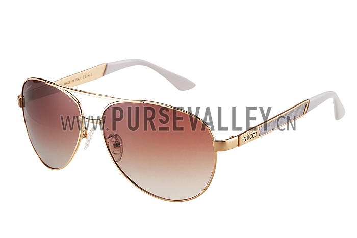 Gucci Signature Logo Gold Frame Brown Lenses Sunglasses 308145