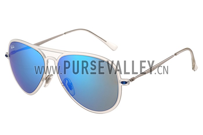 Ray Ban Aviator Liteforce White Frame Blue Mirrored Lenses Sunglasses 308167