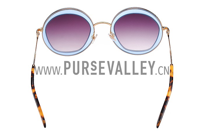 Miu Miu Noir Light Blue Full Circle Round Frames Sunglasses 307884