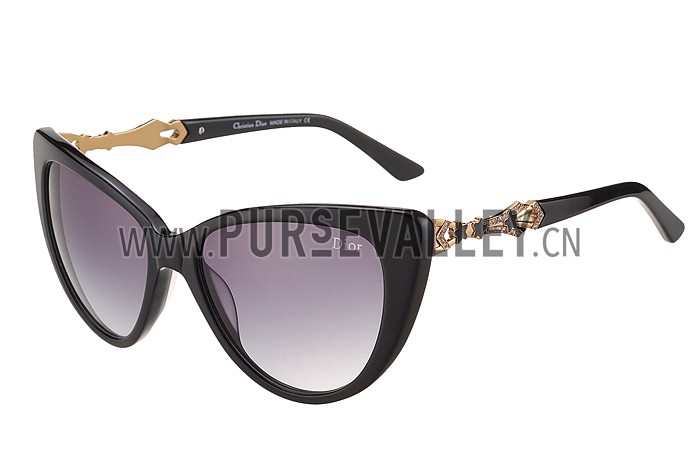 Christian Dior Cat Eye With 3 Stars Black Gold Sunglasses 308022