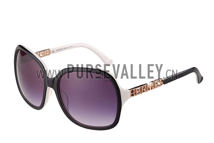 Hermes Large Oversized White Frame Sunglasses with Metallic Logo 308105