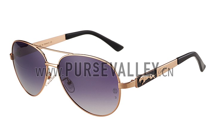 Cartier Panthere Aviator Gold Frame Grey Lenses Sunglasses 308127