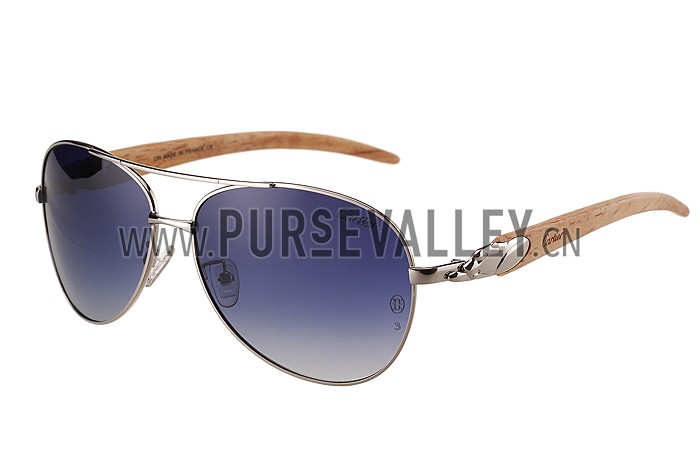 Cartier Panthere Detail Silver Frame Grey Lenses Sunglasses 308133
