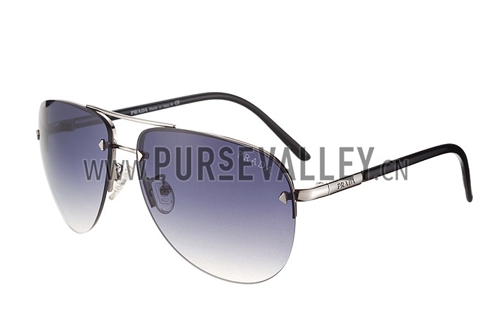 Prada Aviator Silver Frame Black Temples Sunglasses 308230