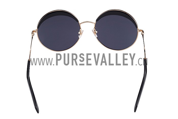 Miu Miu Noir Retro Round Semi-Rimless Black Sunglasses 307887
