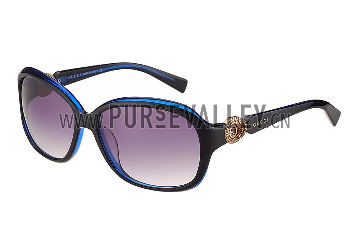 Gucci Elegant Oval Shaped Black and Blue Sunglasses 308030