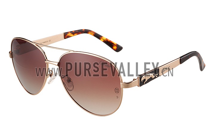Cartier Panthere Aviator Gold Frame Brown Lense Sunglasses 308128