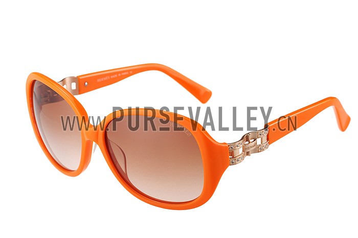 Hermes Oversized Round Frame Orange Sunglasses 308100