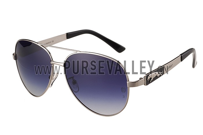 Cartier Panthere Aviator Silver Frame Grey Lenses Sunglasses 308129