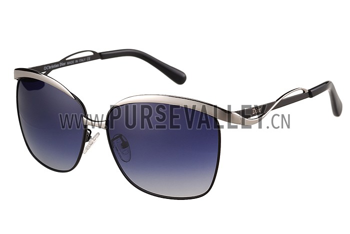 Christian Dior Demoiselle Silver Frame Dark Blue Lenses Sunglasses 308119