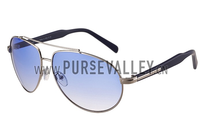 Prada Aviator Silver Frame Blue Lenses Sunglasses 308149