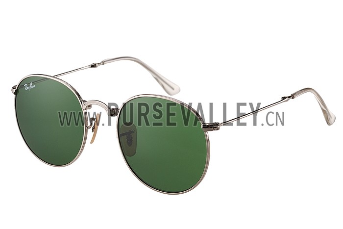 Ray Ban Round Silver Metal Frame Green Lenses Sunglasses 308160
