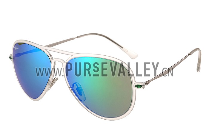 Ray Ban Aviator Liteforce White Frame Green Mirrored Lenses Sunglasses 308170