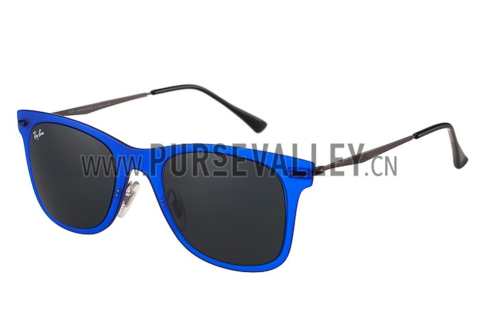 Ray Ban Wayfarer Light-Ray Blue Frame Black Lenses Sunglasses 308163