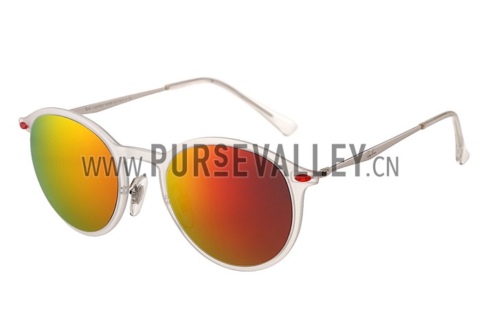 Ray Ban Clubround White Frame Copper Flash Lenses Sunglasses 308172
