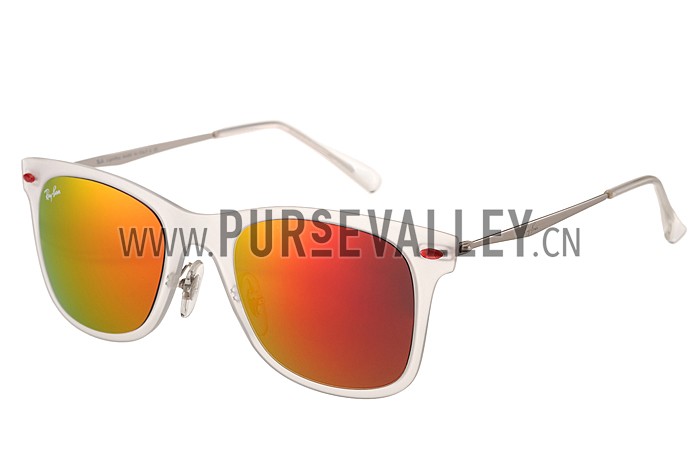 Ray Ban Wayfarer Light-Ray White Frame Orange Mirrored Lenses Sunglasses 308164