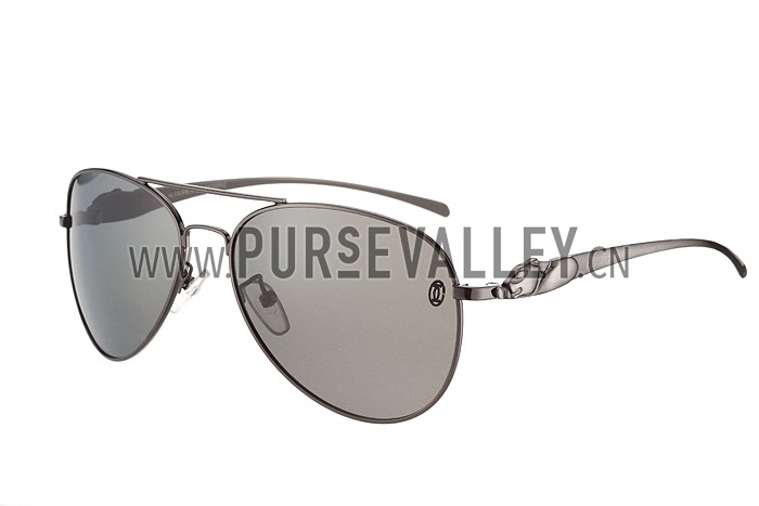 Cartier Panthere Aviator Chrome Frame Grey Lenses Sunglasses 308184