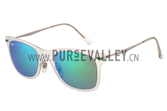 Ray Ban Wayfarer Light-Ray White Frame Green Mirrored Lenses Sunglasses 308165