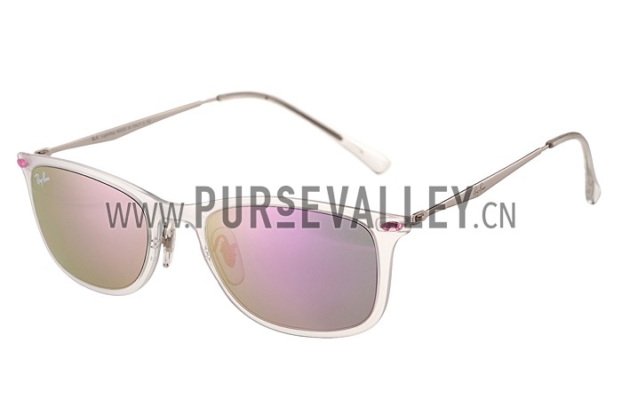 Ray Ban New Wayfarer Light-Ray White Frame Lilac Mirrored Lenses Sunglasses 308179