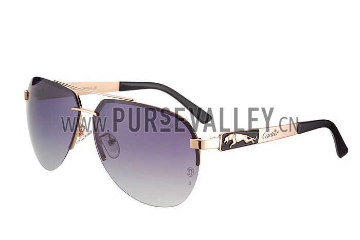 Cartier Wild Panthere Detail Gold Frame Gold Temples Sunglasses 308190