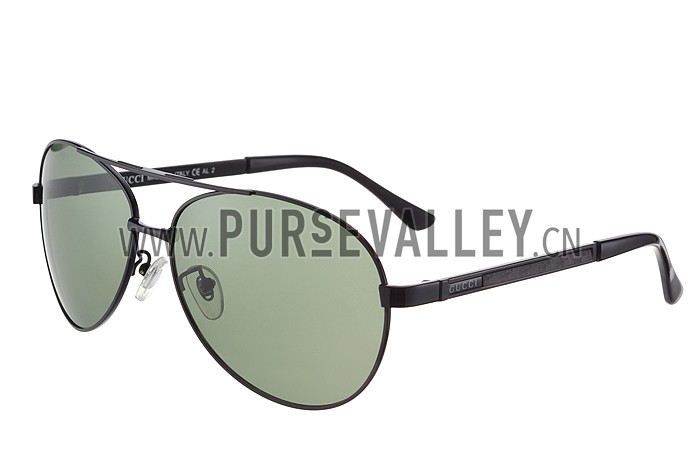 Gucci Aviator Wrap Black Frame Green Lens Sunglasses 308210