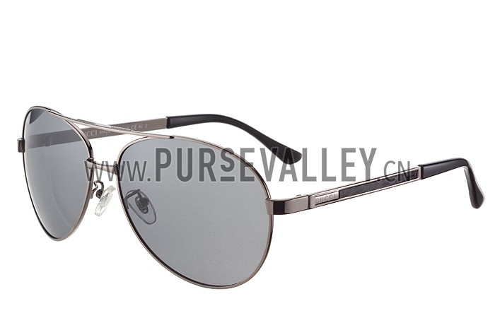 Gucci Aviator Wrap Silver Frame Grey Lens Sunglasses 308211