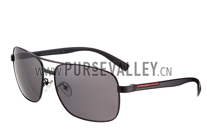 Prada Square Linea Rossa Logo Black Frame Sunglasses 308218