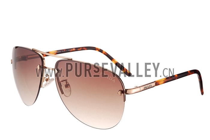 Prada Aviator Gold Frame Tortoiseshell Temples Sunglasses 308229