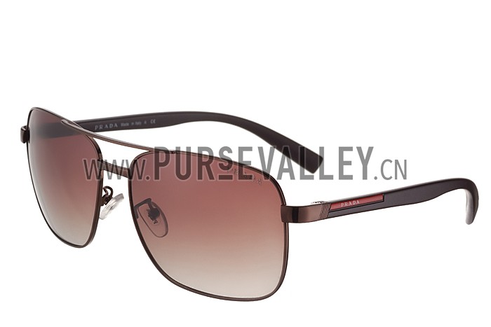 Prada Square Linea Rossa Logo Brown Frame Sunglasses 308219