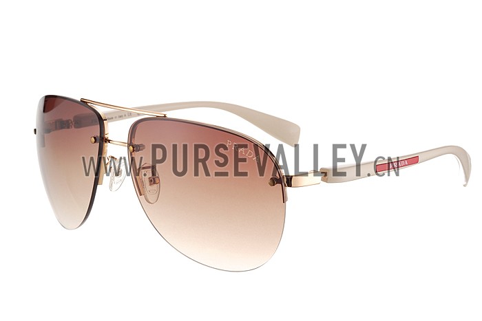 Prada Sporty Linea Rossa Logo Beige Temples Sunglasses 308213