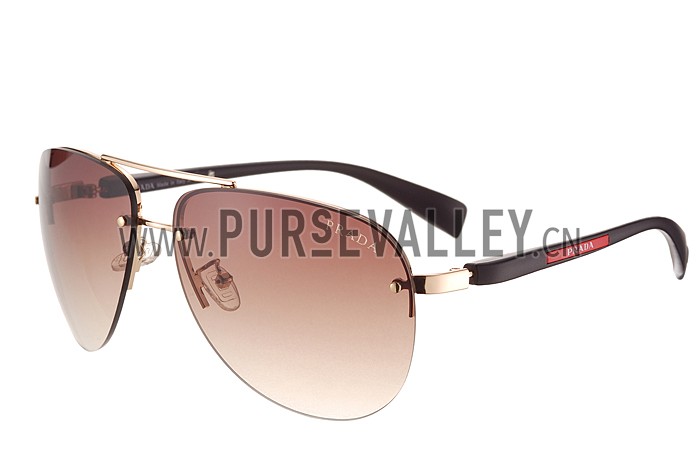 Prada Sporty Linea Rossa Logo Brown Temples Sunglasses 308214