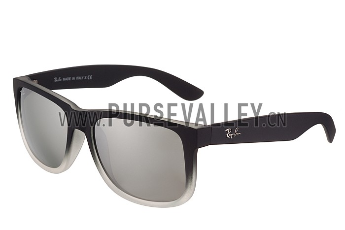 Ray Ban Justin Semi Transparent Black Frame Light Grey Lenses Sunglasses 308233