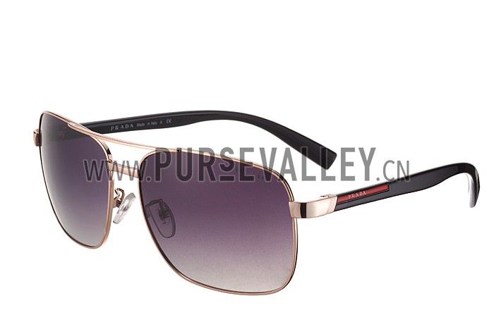 Prada Square Linea Rossa Logo Gold Frame Sunglasses 308220