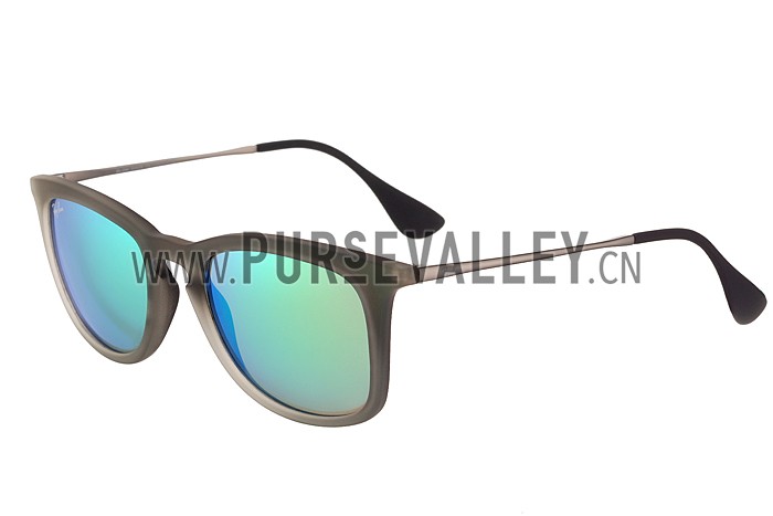 Ray Ban Wayfarer Light-Ray Transparent Black Frame Blue Lenses Sunglasses 308236